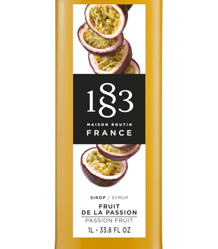 Image of 1883 Passion Fruit Syrup for Drinks, Made in France, 1 Liter Plastic Bottle
