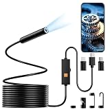 Endoscope Camera with Light, 1920P HD Borescope Tools with 8 Adjustable LED Lights, 9.8FT Semi-Rigid Snake Cord IP67 Waterproof Inspection Camera for iPhone, iPad, iOS and Android Phone