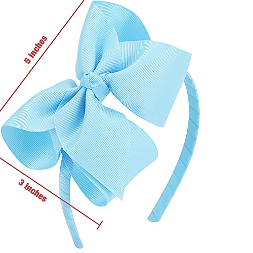 Meedee Baby Blue Headband For Girls Teens Big Bow Fashion Grosgrain Ribbon Headbands Hair Accessories Bows For Girls Toddler Teens Kids Holiday Dress Decoration Makeup Cosplay Party Headwear Handmade #TOP2
