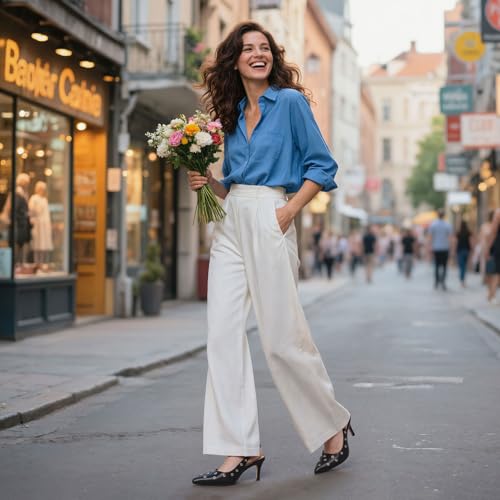 Womens Slingback Kitten Heels Studded Closed Pointed Toe Backless Low Pumps Wide Sexy Prom Wedding Casual Dress Shoes3