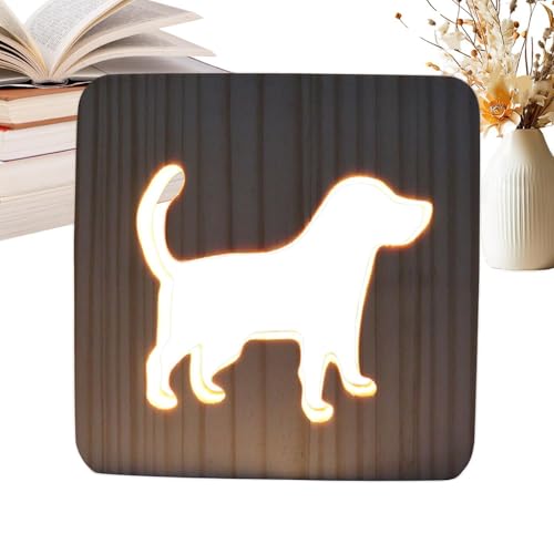 Genérico Luz Nocturna de Madera | Adorable Lámpara Perro Decorativa - Luz Nocturna LED,Para Interior Dormitorio Habitación Infantil Hogar Mesita Noche Estudio Escritorio Escuela Jardín Infantil