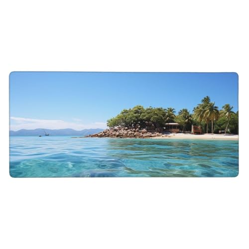 Tapis de souris de jeu grand format 40x90 cm avec motif Fidji et base en caoutchouc