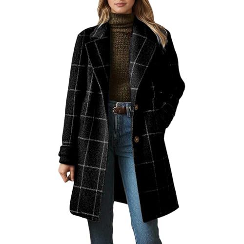 Manteau long à carreaux grande taille d'une élégance décontractée exclusive