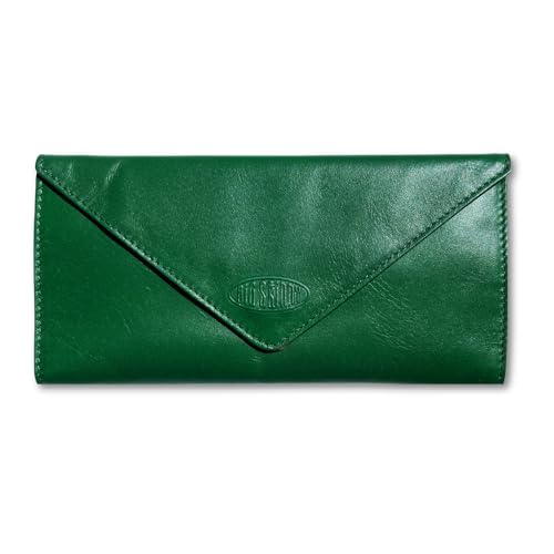 Big Skinny Full Leather RFID Blocking Slimvelope TriFold Clutch Wallet, Forest Green