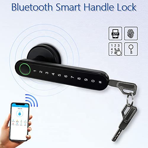 cerradura inteligente, Manija de puerta con huella dactilar y teclado Bluetooth, cerradura combinación control acceso sin llave for casa, hotel oficina