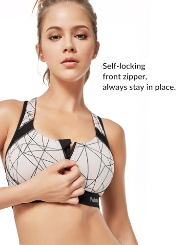 Yvette Racerback Sports Bras for Women High Impact Front Zip Supportive Wireless Workout Bra4