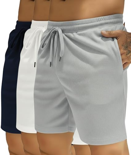Image of INKKR Men's Premium Polyester Casual Ribbed Shorts ||Loose Fit with 2 Pocket Shorts