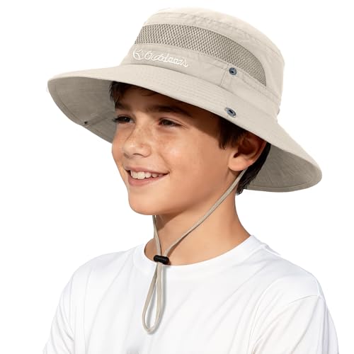Image of Baby Sun Hat UPF 50+ Sun Protective Toddler Bucket Hat Summer Kids Beach Hats Wide Brim Outdoor Play Hat for Boys Girls