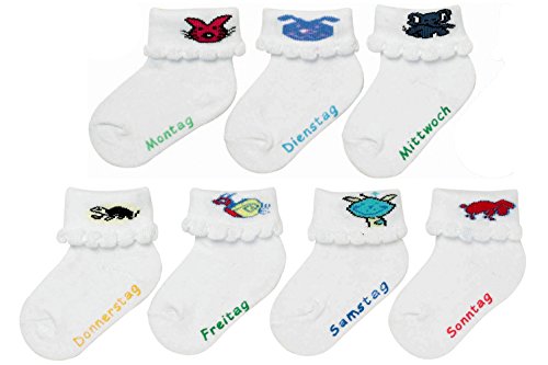 7 par de calcetines para bebé de patucos lunes de - de domingo de 0-3 meses