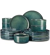 vancasso Plates and Bowls Sets for 6, 18 Pieces Green Dinnerware Sets for Kitchen, Modern Stonewa...