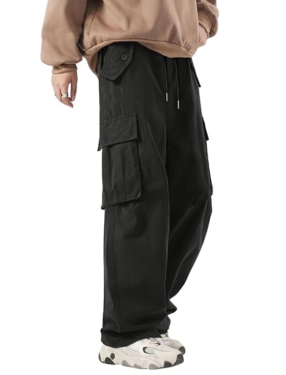street boys Men Mid Rise Cargo Pants with Pockets, Premium Cotton Drawstring Trousers, Comfortable Casual Joggers, Stretchable Track Pants for Office,Parties-picture-15