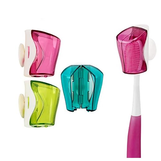 Toothbrush Holder Case with Suction Cup, 3 Pcs Wall Toothbrush Holder with Cover Case, Bathroom Toothbrush Holder for Kids and Adult