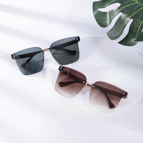 Women Sunglasses, Rimless Glasses for Womens Transparent Frameless Eyewear Oversized Sun Glasses Driving4