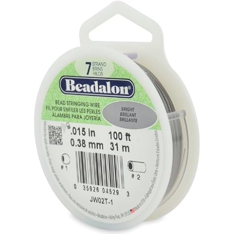 Beadalon 7 Strand Stainless Steel Bead Stringing Wire, 0.015 in / 0.38 mm, Bright, 100 ft / 31 m Cover