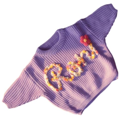 Customized Pink Baby Girls Sweater with Hand Embroidered Name | Personalized Baby Sweater for Infants and Toddlers