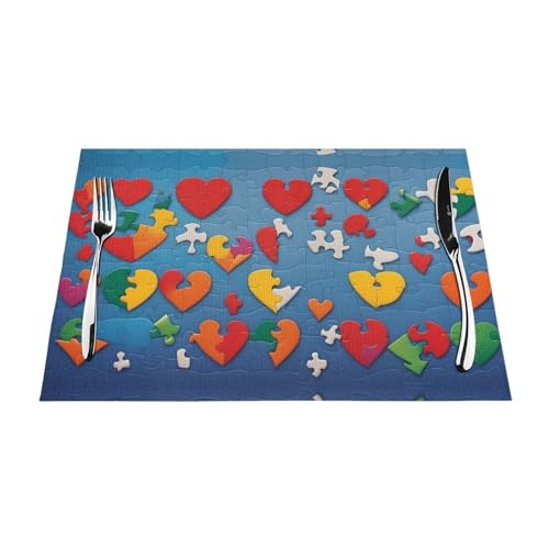 Sets de table autisme cœur résistant chaleur et facile à nettoyer - 2