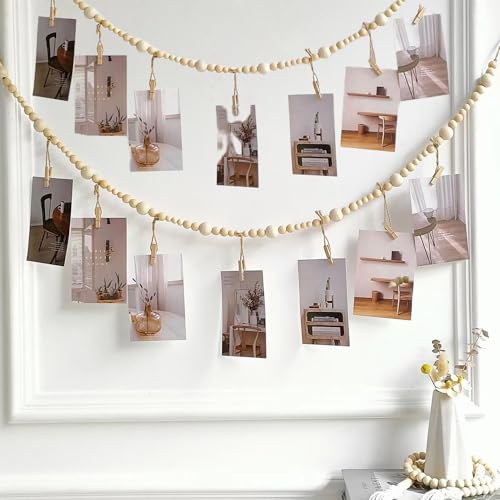 2PCS Hanging Photo Display Wall Decor,Boho Wooden...