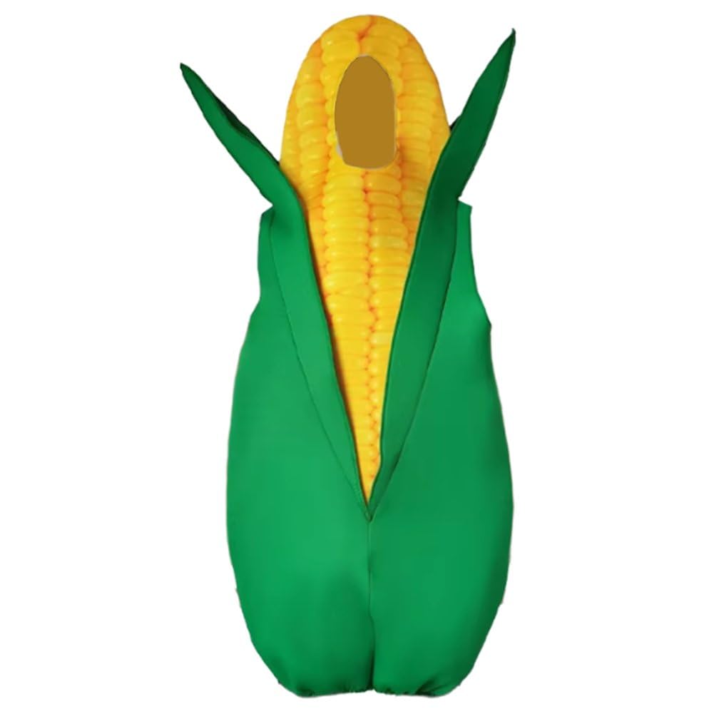 Sanfly Halloween Vegetable Costume Cosplay Theme Party Adult Men and Women Food Corn Jumpsuit Funny Role Play Costume Suit