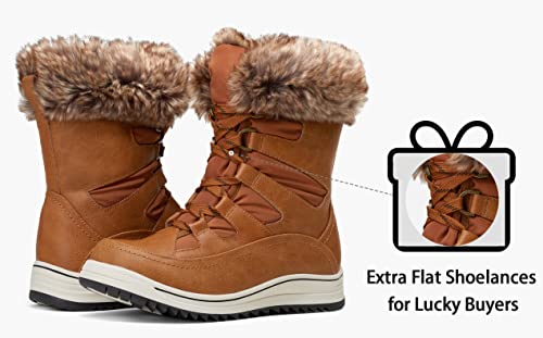 Vepose Women's 966 Snow Boots For Women Waterproof, Mid Calf Outdoor Boot With Warmly Plush Brown Size 7.5(Cjy966 Brown 07.5) #TOP4