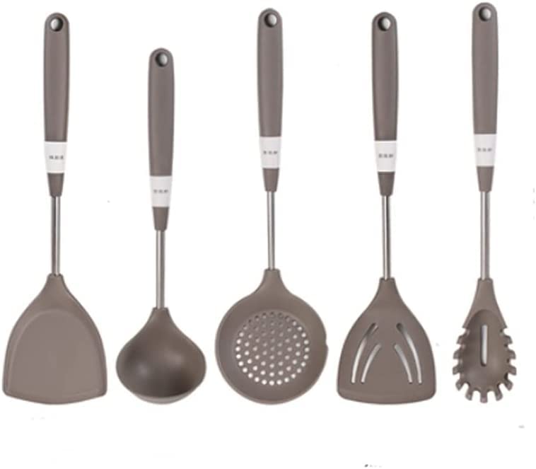 Küchenutensilien Set, Küchenhelfer Set, Grau Kochen Geschirr Werkzeug Silikon Utensilien Set Multifunktionsgriff Antihaft-Spachtel Schöpfkelle Schneebesen Schaufel
