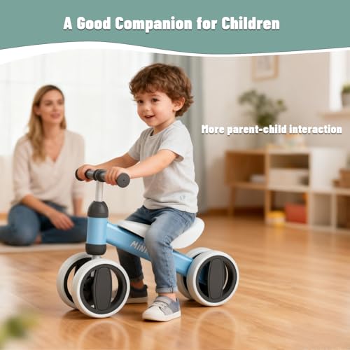 Image of SIMATE Balance Bike Toys for 1 Year Old Boys Girls, 12-24 Month Toddler Ride on Toys, 4 Silent Wheels & Soft Seat, First Birthday Gifts for Baby Girls Boys