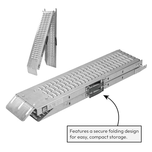 Kct Twin Pack Vehicle Ramp Heavy Duty Vehicle Loading Ramp 400Kg Capacity Folding Motorcycle Bike Access Scooter Lawn Mower Car Truck Trailer (2 X 200Kg) - 4