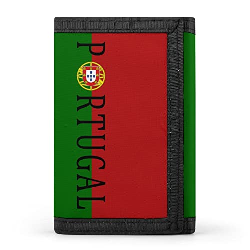 Portugal Soccer Football Trifold Wallet Slim Coin Purse Cute Card Holder with Money Clip Keychain for Men Women