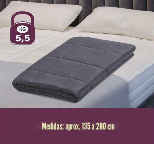 Miniatura 4 de Relax Vital Manta Pesada De 5,5 Kg - Manta Terapéutica - Manta Pesada - Antiestrés - Edredón Con Peso