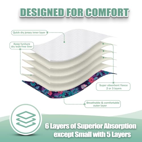 Image of wegreeco Washable Female Dog Diapers Highly Absorbent Reusable Diapers for Dog in Heat Period, 3 Pack (Hawaiian, Large)