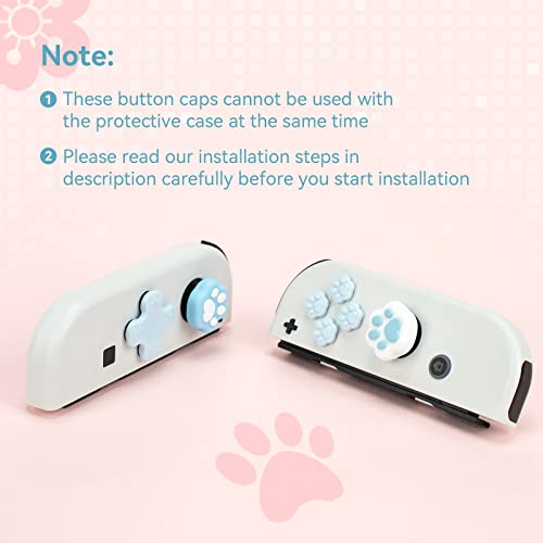 Image of GeekShare Silicone Cat Paw Button Caps Thumb Grips Set, Joystick Cover Caps Compatible with Switch /OLED - Blue