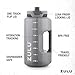 ZULU Goals 128oz Half Gallon Plastic Water Bottle with Straw and Time Marker | Large Reusable Jug with Handle and Leak Proof Lid for All Day Hydration, Gym and Outdoors, Gift Ready, Grey