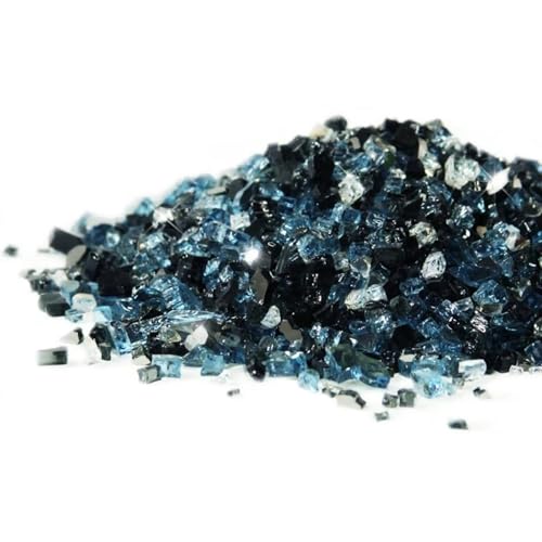 Golden Flame 1/4-Inch Fire Glass | Natural Gas or Propane | Fire Pit, Table, and Fireplace | Indoor or Outdoor | Brilliant Jewel-Like Color | Ocean Deep Reflective (10lbs)