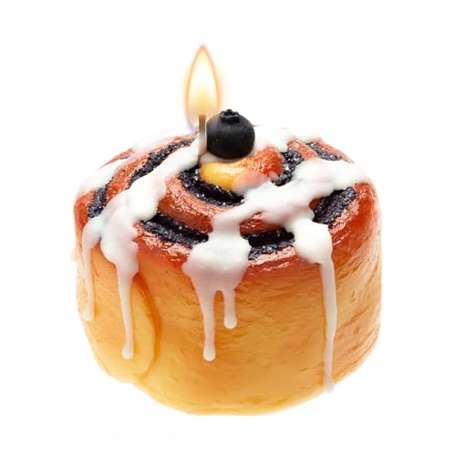 Cinnamon Roll Candle–100 Natural Soy Wax Cinnamon Scented Fall Candles Realistic Food Shaped Candle Gift for Autumn Thanksgiving Home Decor