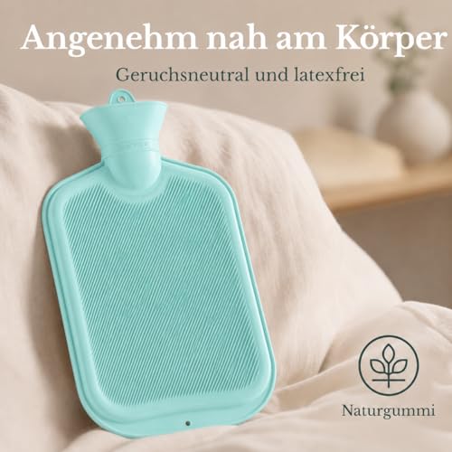 Bouillotte de 2 litres avec lamelles en caoutchouc recyclable solide