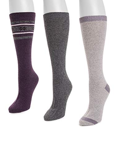 Muk Luks Boot Socks 3 Pair Pack, Purple