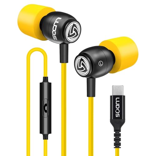 Image of LUDOS Clamor USB C Headphones for iPhone 17 16 15 Pro Max Plus Air iPad Pro, 5 Years Warranty, USB-C Earbuds for Samsung Galaxy S26 S25 S24 S23 Ultra S22 S21 FE S20 A55 A54 A53, USB Type C Earphones