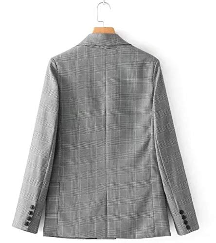 QZUnique Women's Casual Notched Lapel Blazer Loose Open Front Buttons Jacket Suit Long Sleeve Oversize Work Office Outwear3