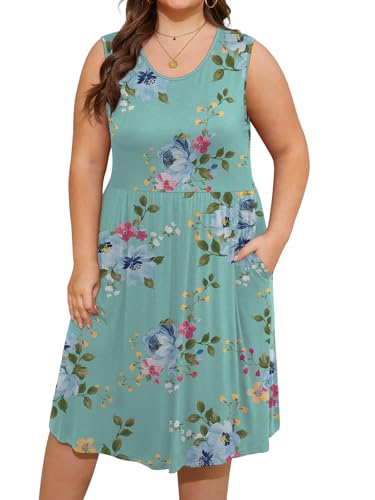Image of DB MOON Womens 2026 Plus Size Tank Dresses Sleeveless Knee Length Sundress with Pockets