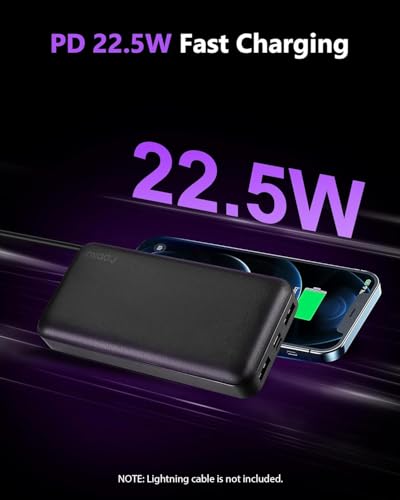Miady Portable Charger, 2-Pack 20000mAh Battery Pack PD 22.5W USB Output Ports and Type C Fast in&Out Travel Fast Charging Power Bank Compatible with iPhone 16/15/14/13/12/X Galaxy 24/22 iPad Android - Thumbnail 3