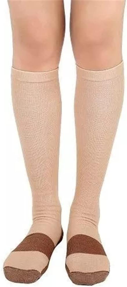 Unisex Copper Compression Socks Women Men 15-20 MmHg Graduated Knee High Stockings 1 Pair