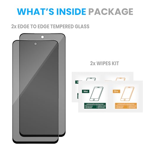 Image of ArmourPro Privacy Tempered Glass Screen Protector Compatible for Realme Narzo 80X, Narzo 70X and Narzo 60X (6.72 Inch) with Edge to Edge Coverage and Easy Installation kit (Pack of 2)