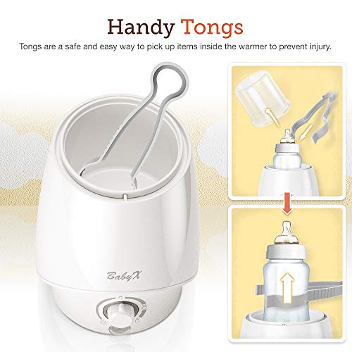 Babyx Fast Bottle Warmer For Breastmilk, Infant Formula, Baby Food Heater Quickly Warm And Sterilizer, Sanitize Pacifiers And Fits Most Bottle Size [Built-In Smart Temp. Controller] #TOP3