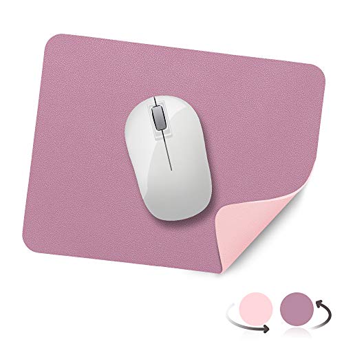 AtailorBird Tapis de Souris 270x210x2mm, Antidérapant Tapis de Bureau Cuir PU Étanche pour Ordinateur Clavier Gaming Double Face, Violet/Rose