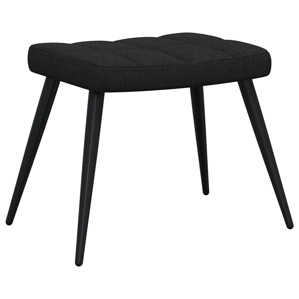 Sillón de relax de tela negra con taburete, diseño moderno para salón, dormitorio y oficina, cómodo sillón de lectura con marco de acero y patas de madera, asiento cómodo para adultos