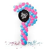 Welkol Baby Gender Reveal Set Party Decoration Boy Or Girl, Pink and Blue Balloons with Confetti Bags, 2 Big Latex Balloon, Question Mark Stand Design, Air Pump 346 Pcs Kit Shower Birthday