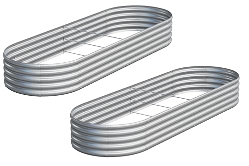 Easllre 2PCS 8x2x1ft Galvanized Metal Raised Garden Bed Kit,Outdoor Planter