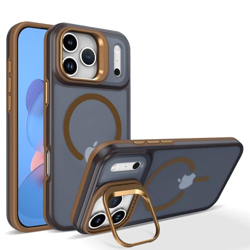 Coque iPhone 17 marron transparente magnétique idéale pour visionner vos vidéos avec support