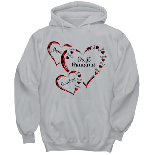 PT14 Personalized Great Grandma Heart Shirt, Mom & Grandkids Name Shirt for Christmas4