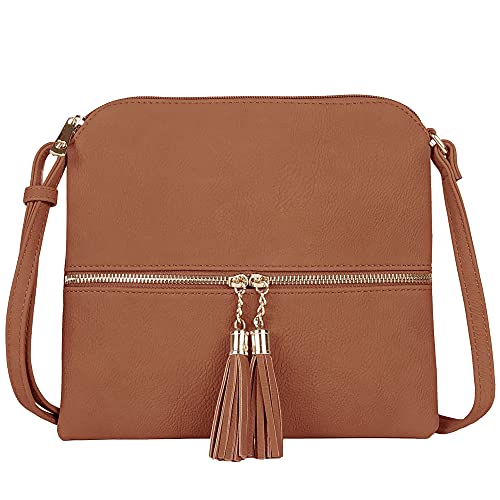 Image of SG SUGU Lightweight Medium Crossbody Bag Shoulder Bag with Tassel and Zipper Pocket