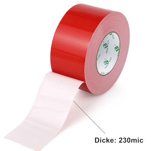 BOMEI PACK Premium Gewebeband 75mmx30m Rot Panzertape mit exzellenter Klebkraft, UV-beständig, wasserfestes, Gewebeklebeband zur vielseitigen Anwendung